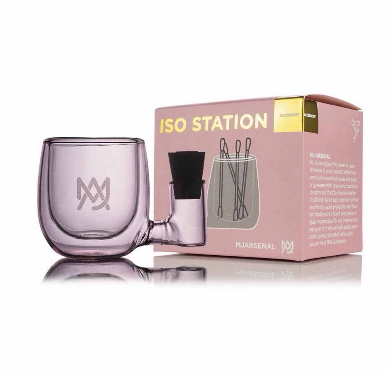 MJ Arsenal ISO STATION Glass Cleaner Pipe Accessory Pink/Clear w/ Black Stopper