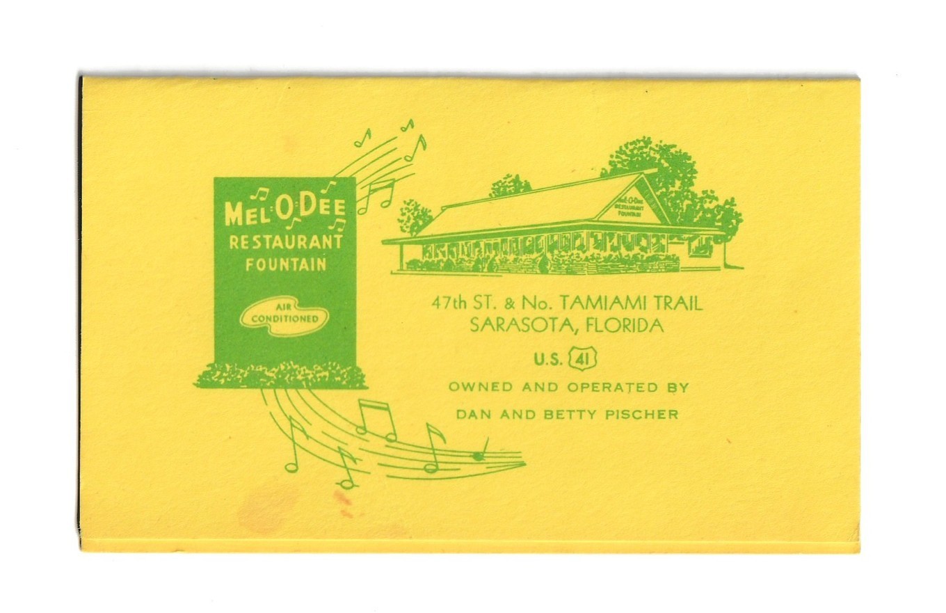 Vintage Mel-O-Dee Restaurant Fountain Sarasota FL Card Prayer Meal Thanksgiving