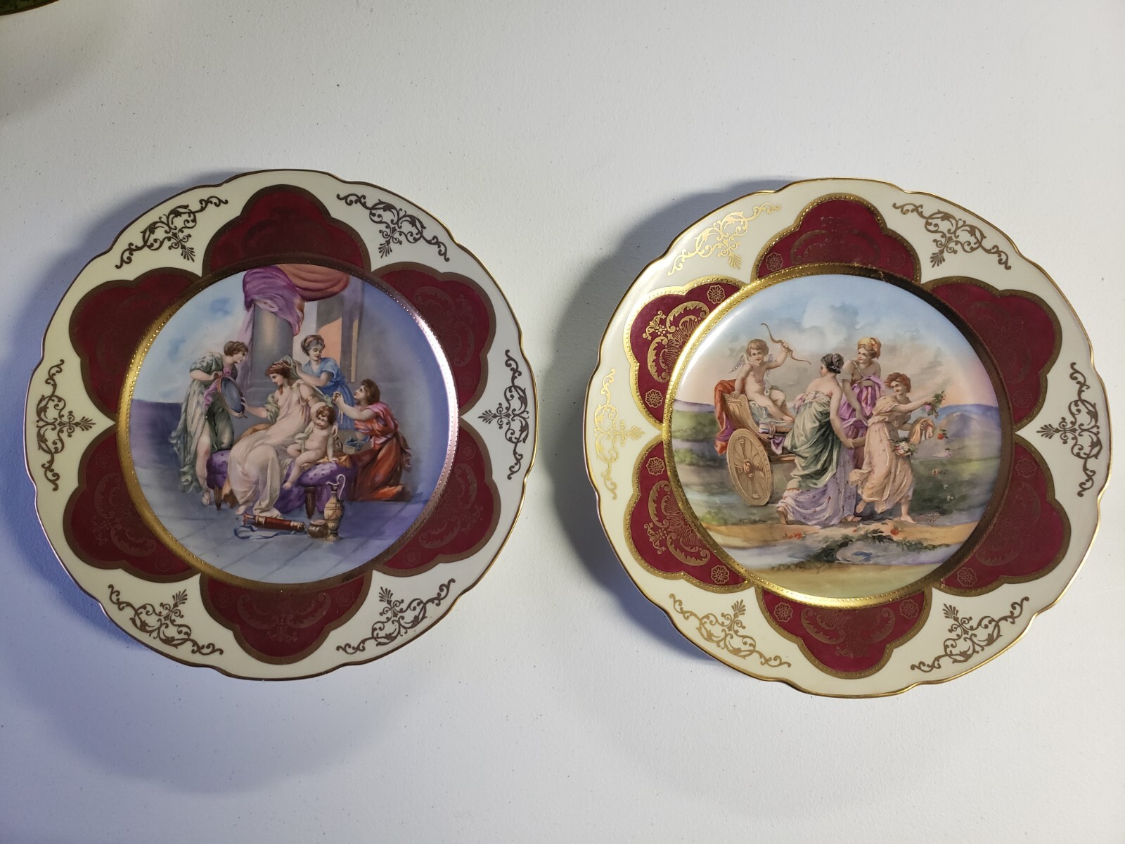 Antique Royal Vienna Hand Painted Charger Plate Set of Two (2) Angelica Kauffman Antique Royal Vienna Hand Painted Charger Plate Set of Two (2) Angelica Kauffman