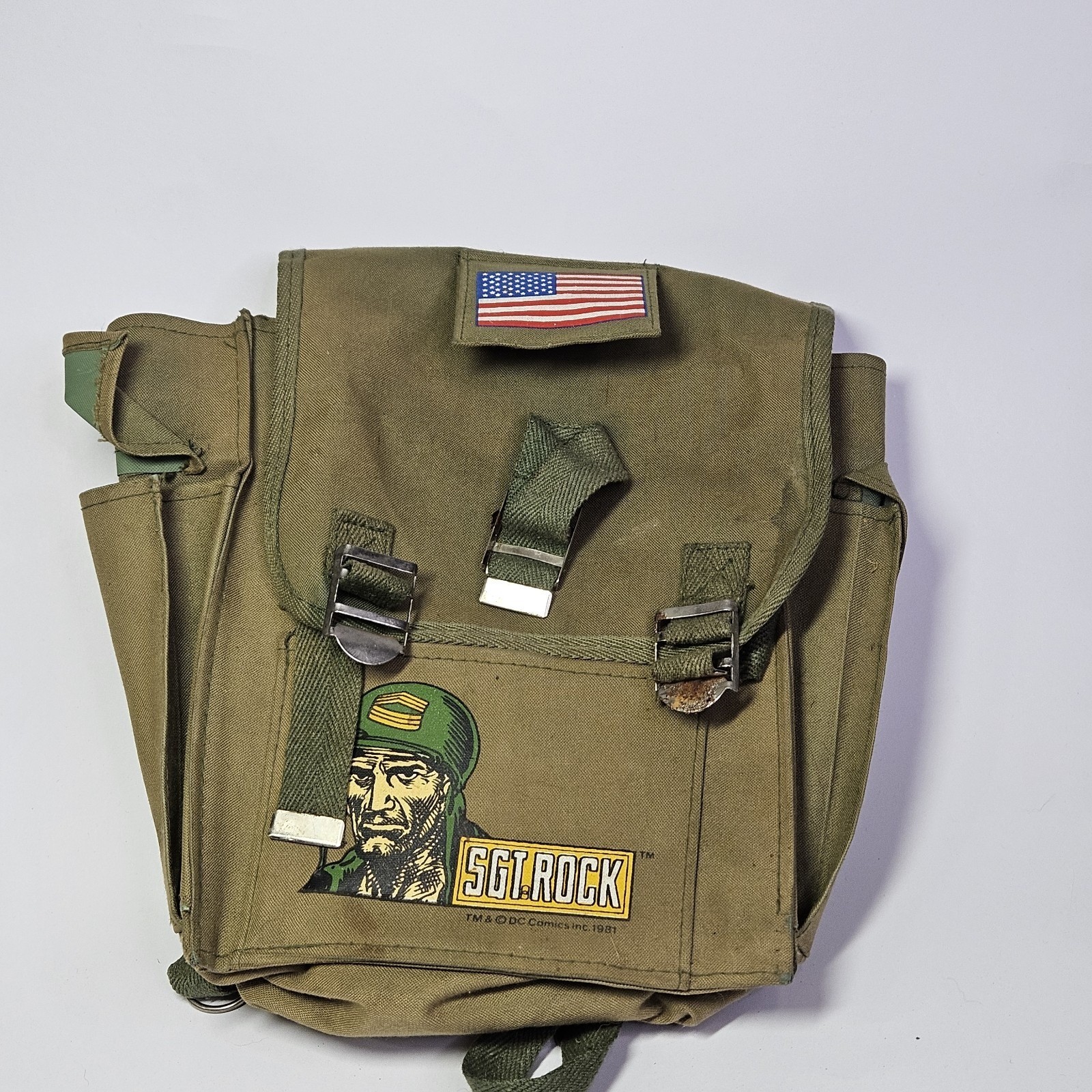 Vintage SGT Rock Backpack 1981 Army Green Bag DC Comics NOS RARE