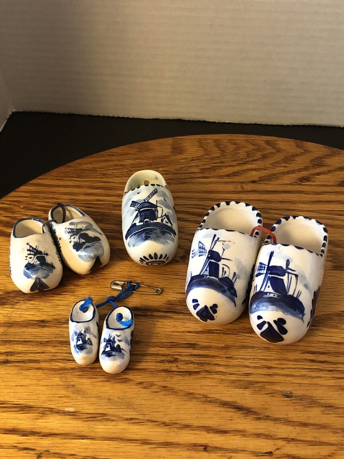 Lot Of Blue Handpainted Dutch Clog Shoes In The Delfts Style.
