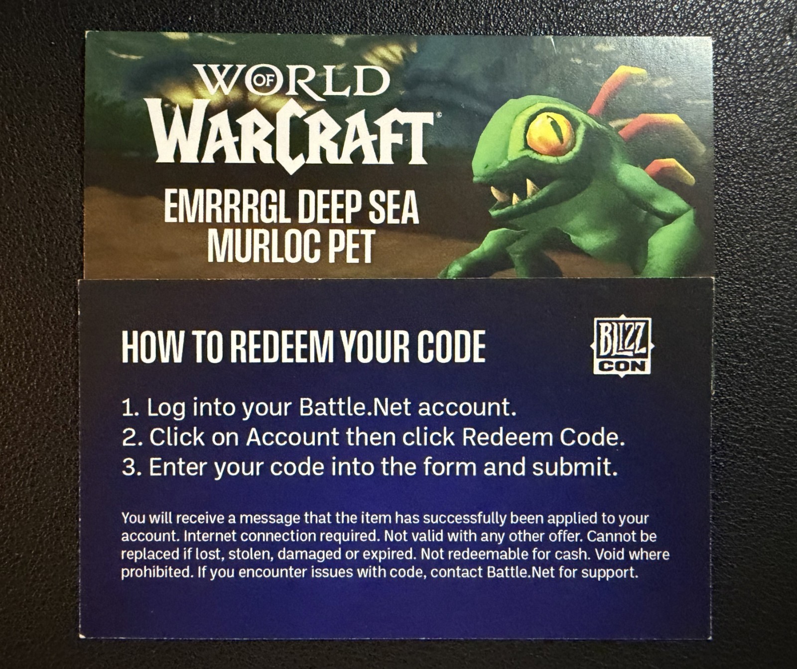 CODE only WoW World of Warcraft Emrrrgl Deep Sea Murloc in game Pet - No Funko CODE only WoW World of Warcraft Emrrrgl Deep Sea Murloc in game Pet - No Funko