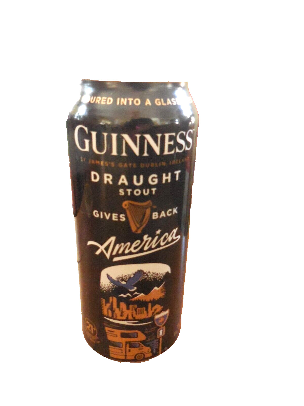 Guinness Draft Stout empty Can, Guinness Gives Back America