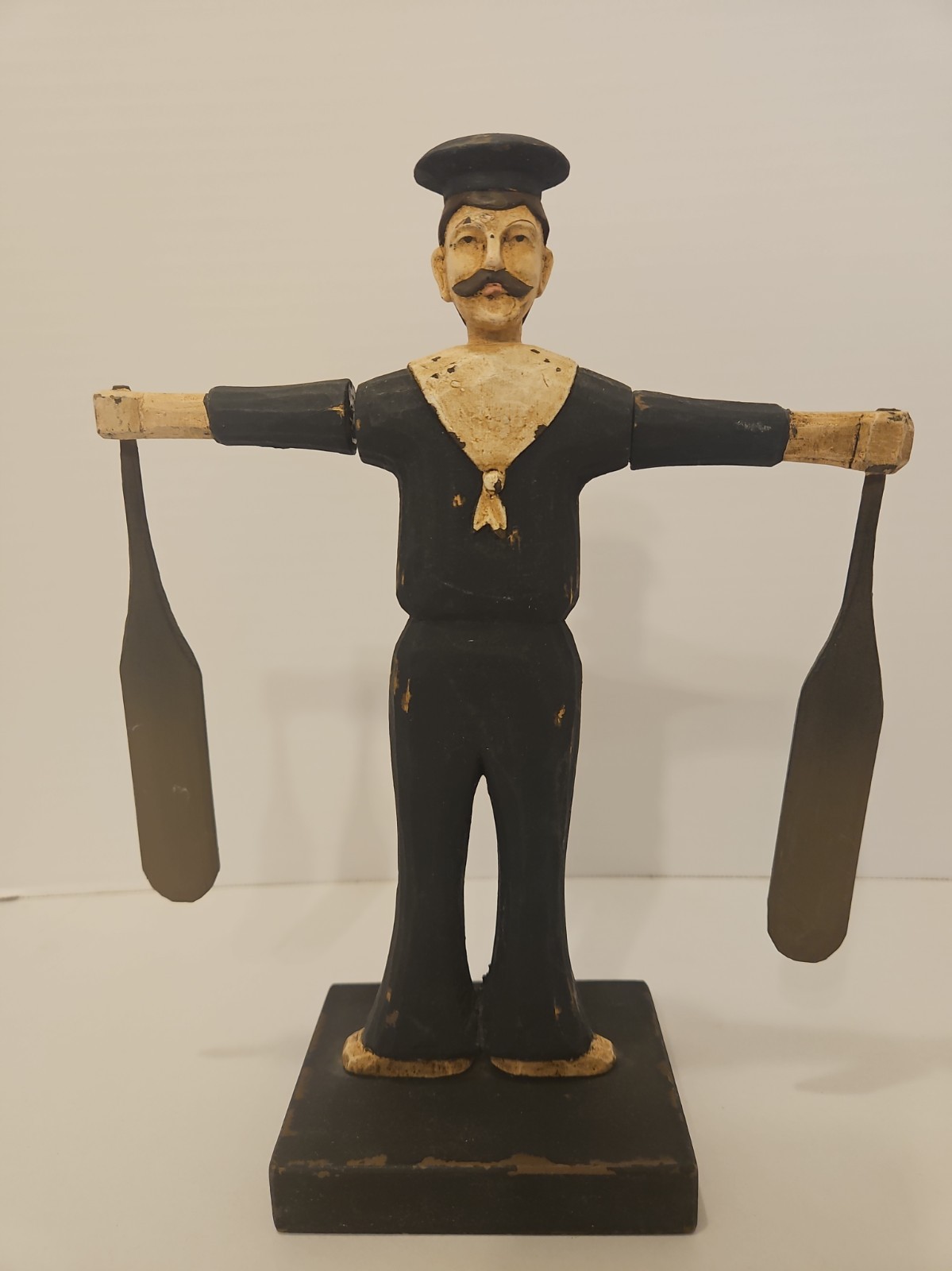 Rare Vtg Carved & Painted Nantucket Sailor Men Whirligig