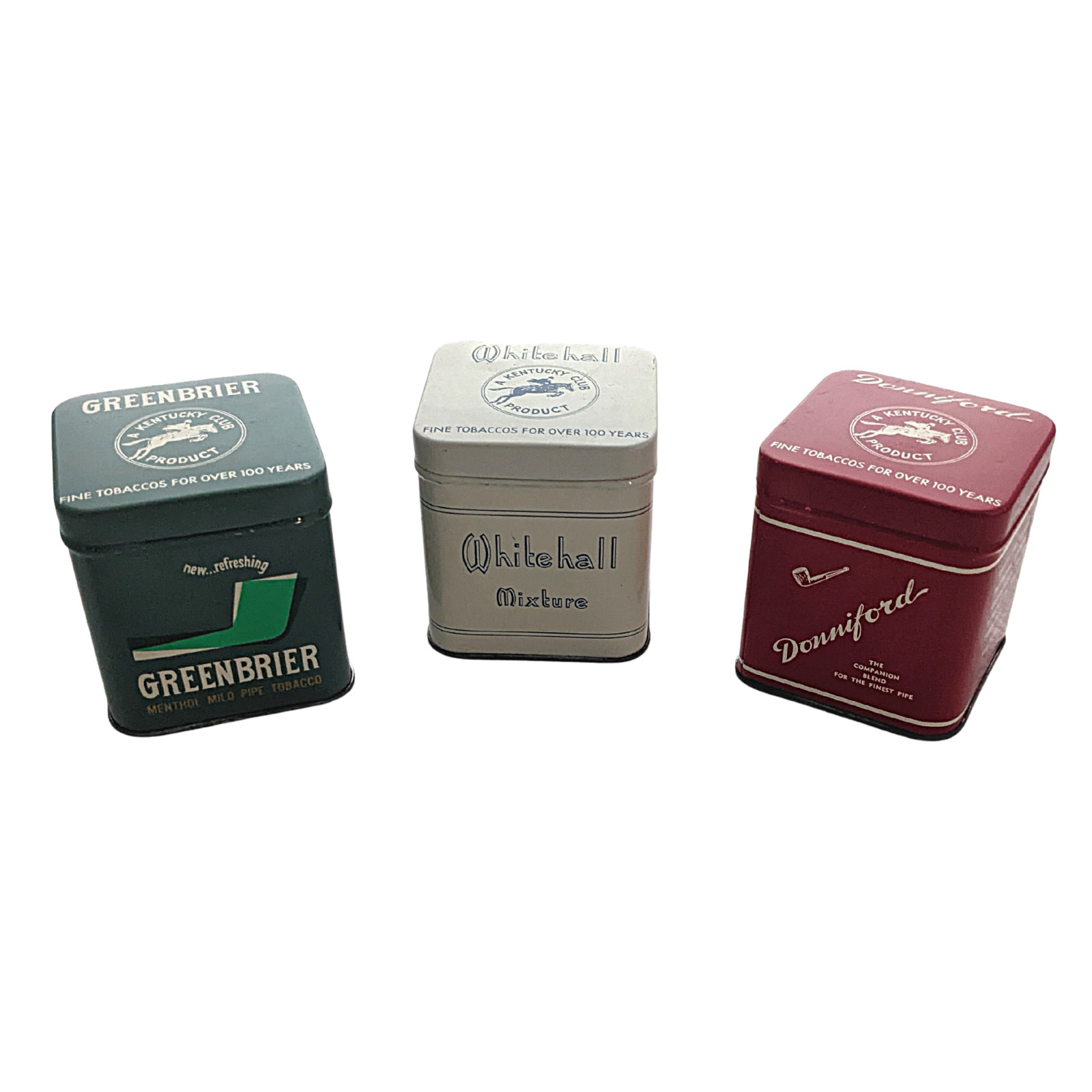 3 Vintage Kentucky Club Pipe Tobacco 1 oz TINS・Donniford・Greenbrier・Whitehall
