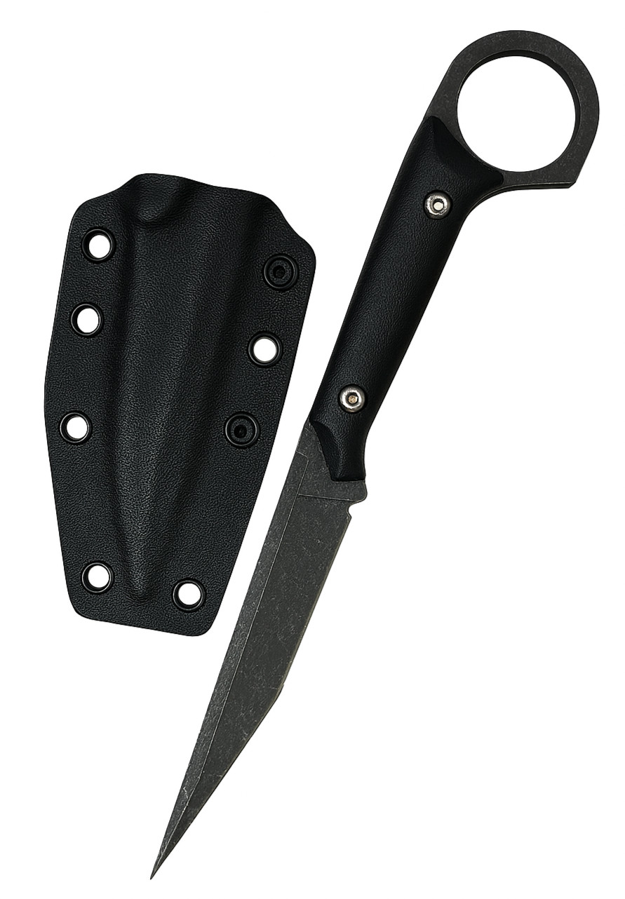 ELITEDGE Fixed Blade TACTICAL DAGGER Black EDC Boot / Belt Knife & Kydex Sheath