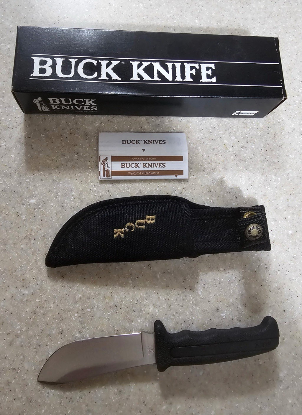 VINTAGE BUCK MODEL #603 FIXED BLADE KNIFE WITH BLACK NYLON SHEATH-USA- NEW