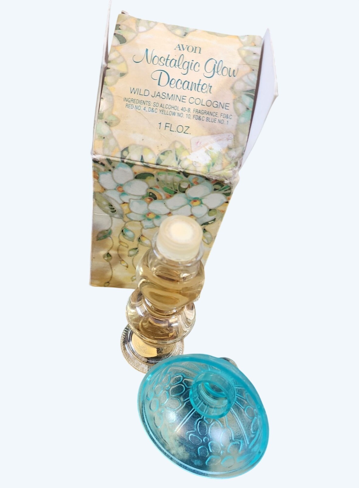 Avon Nostalgic Glow Decanter Wild Jasmine Cologne 1 Fl Oz w Box Vtg Unused Stock