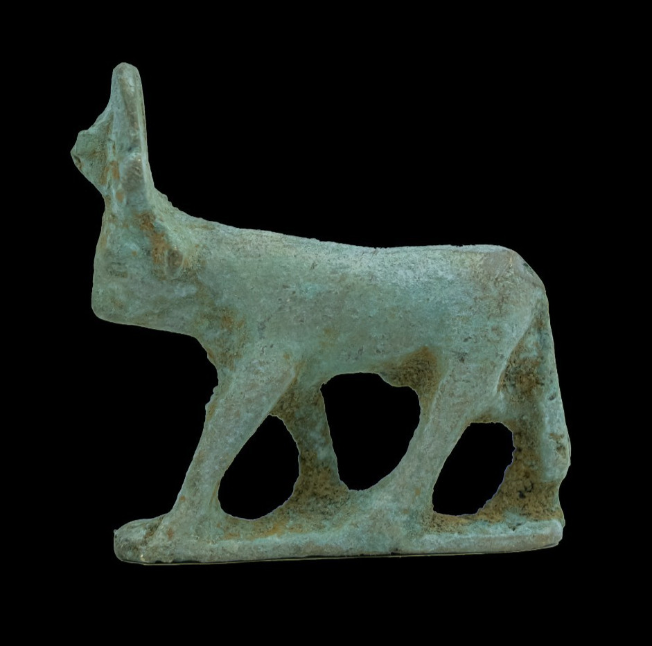 Authentic Ancient Egyptian Antiques Hathor Bronze Cow Statue Artifact BC