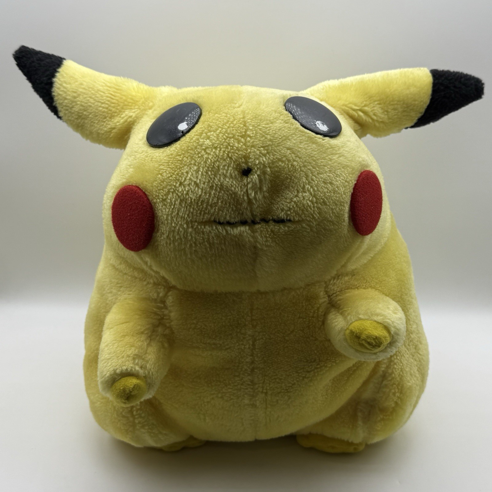 Vintage 1999 Pokemon Fat Pikachu Jumbo Plush 11” FAT Wide 90s Toy MISSING TAIL
