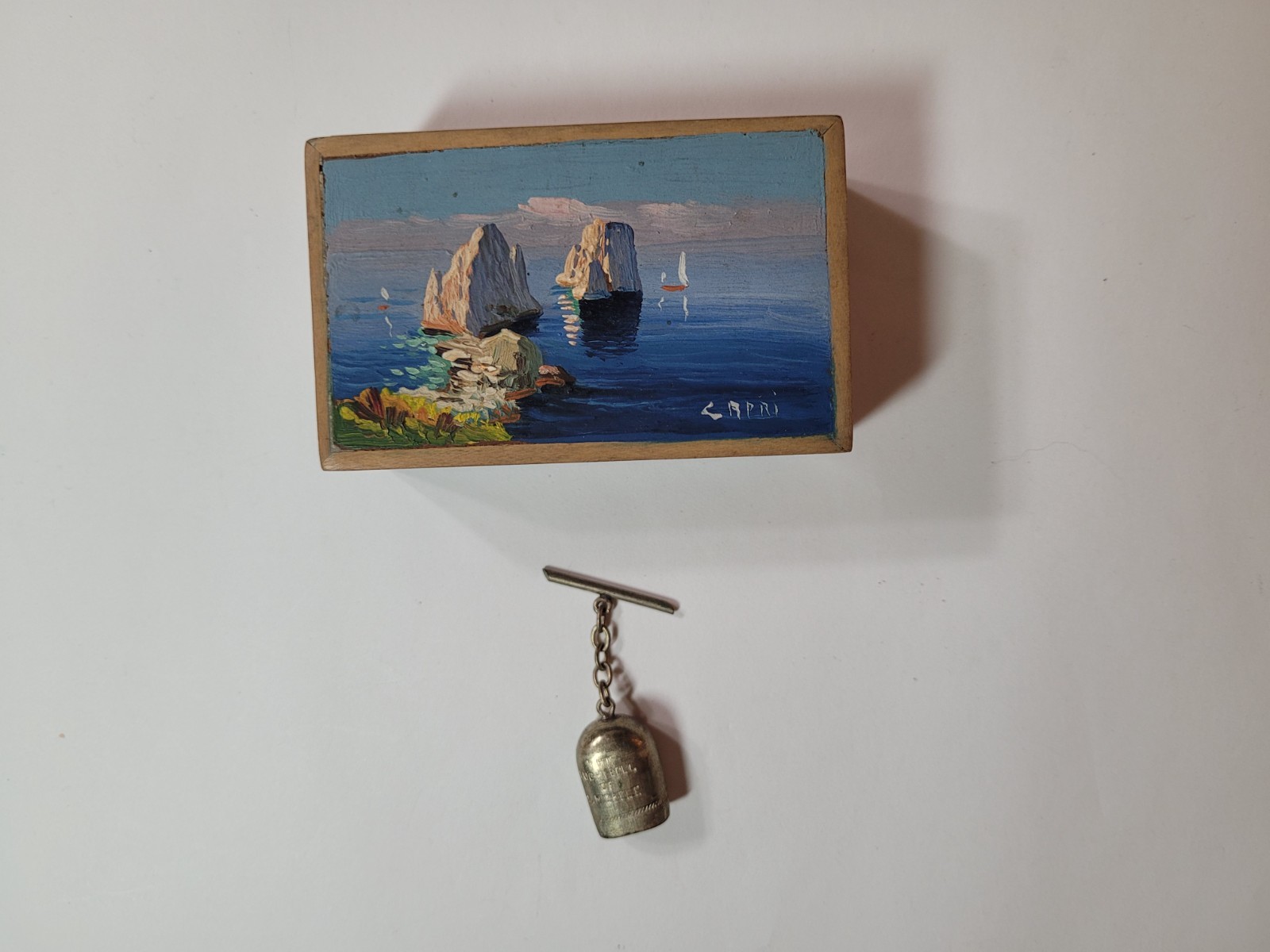 Vintage Capri Lucky Bell of S. Michele Trinket Charm WW2, Dated 1944 Pilots &Box