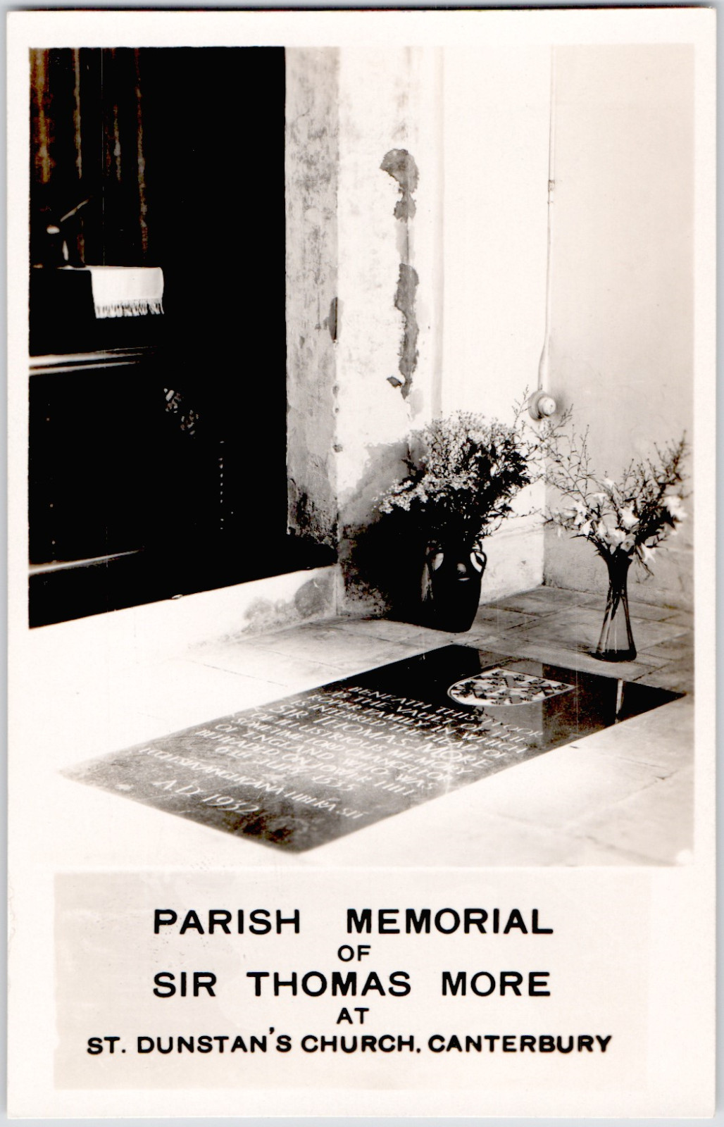 UK England Kent Canterbury St Dunstans Church Sir Thomas More Memorial RPPC 1930