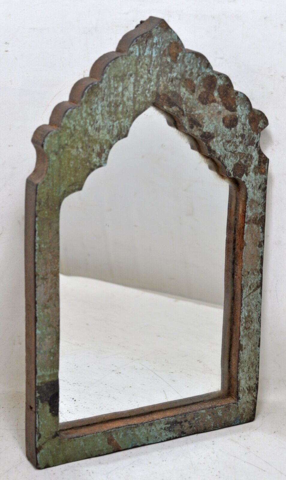 Salvage Reclaimed Wood Wall Décor Arch Shaped Mirror Frame Rustic Polychrome