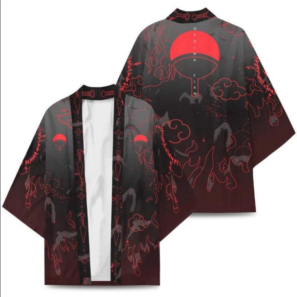 Naruto Anime Cloud Kimono Cosplay Wafuku 3D Printing Yukata Men Cardigan Clothin