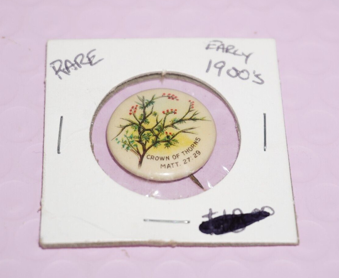 Early 1900s Crown of Thorns Westminster Press Religious Church Pin Pinback