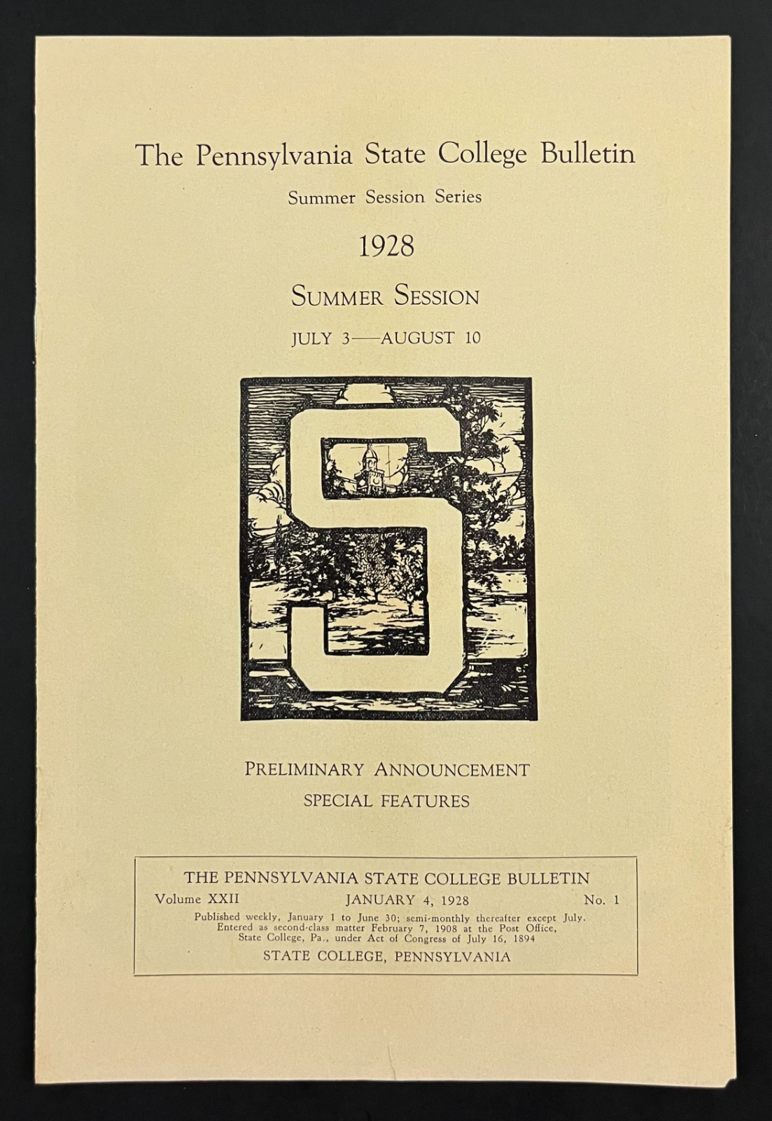 1928 Pennsylvania PA State College Bulletin Summer Courses Vintage Booklet