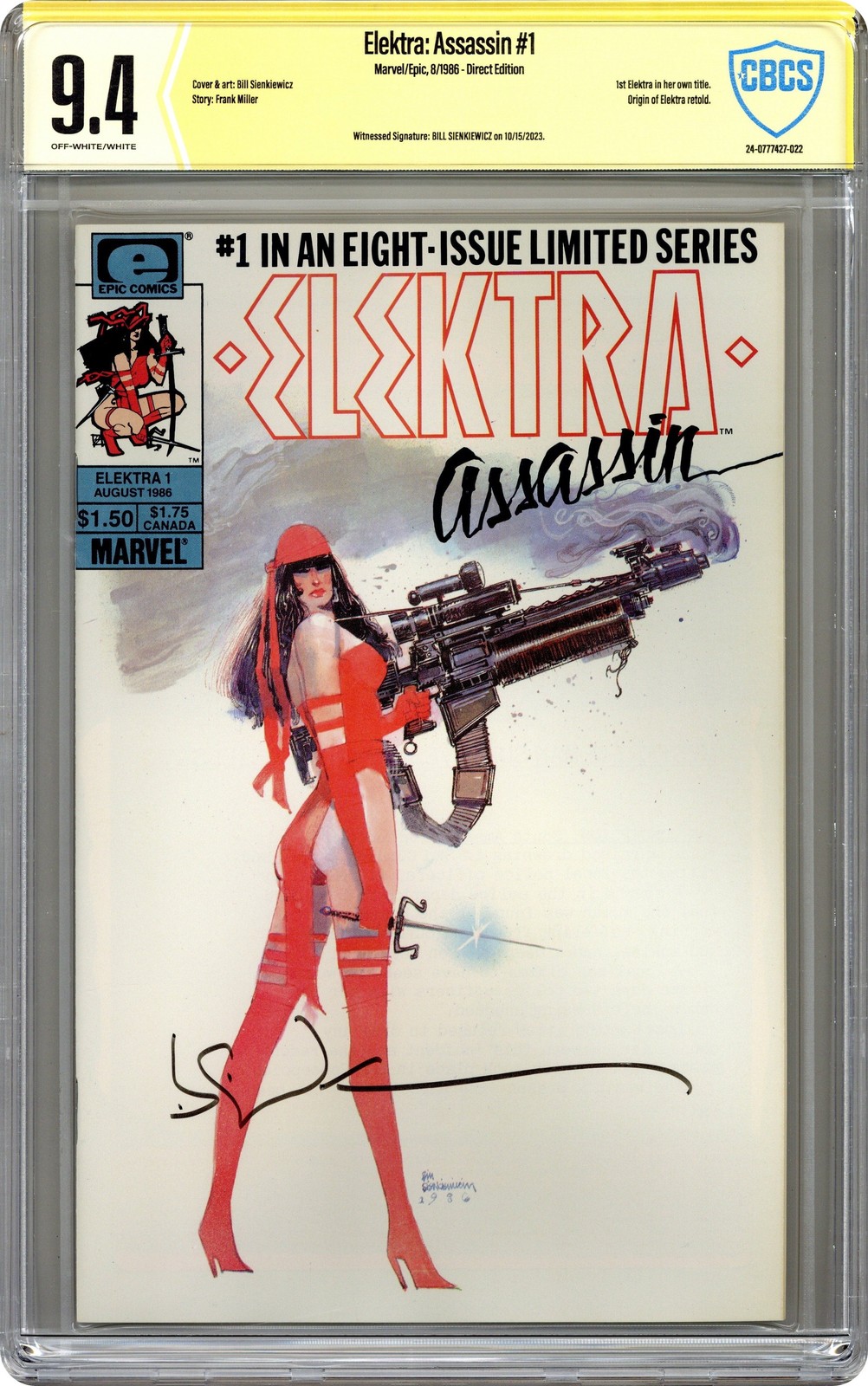 Elektra Assassin #1 CBCS 9.4 Witnessed Sig Sienkiewicz on 10/15/2023 1986