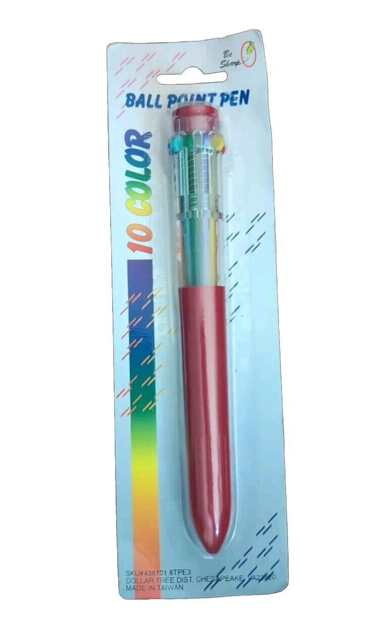 New VTG Red Color Retractable Ball Point Pen 10-in-1 Dollar Tree Chesapeake NOS