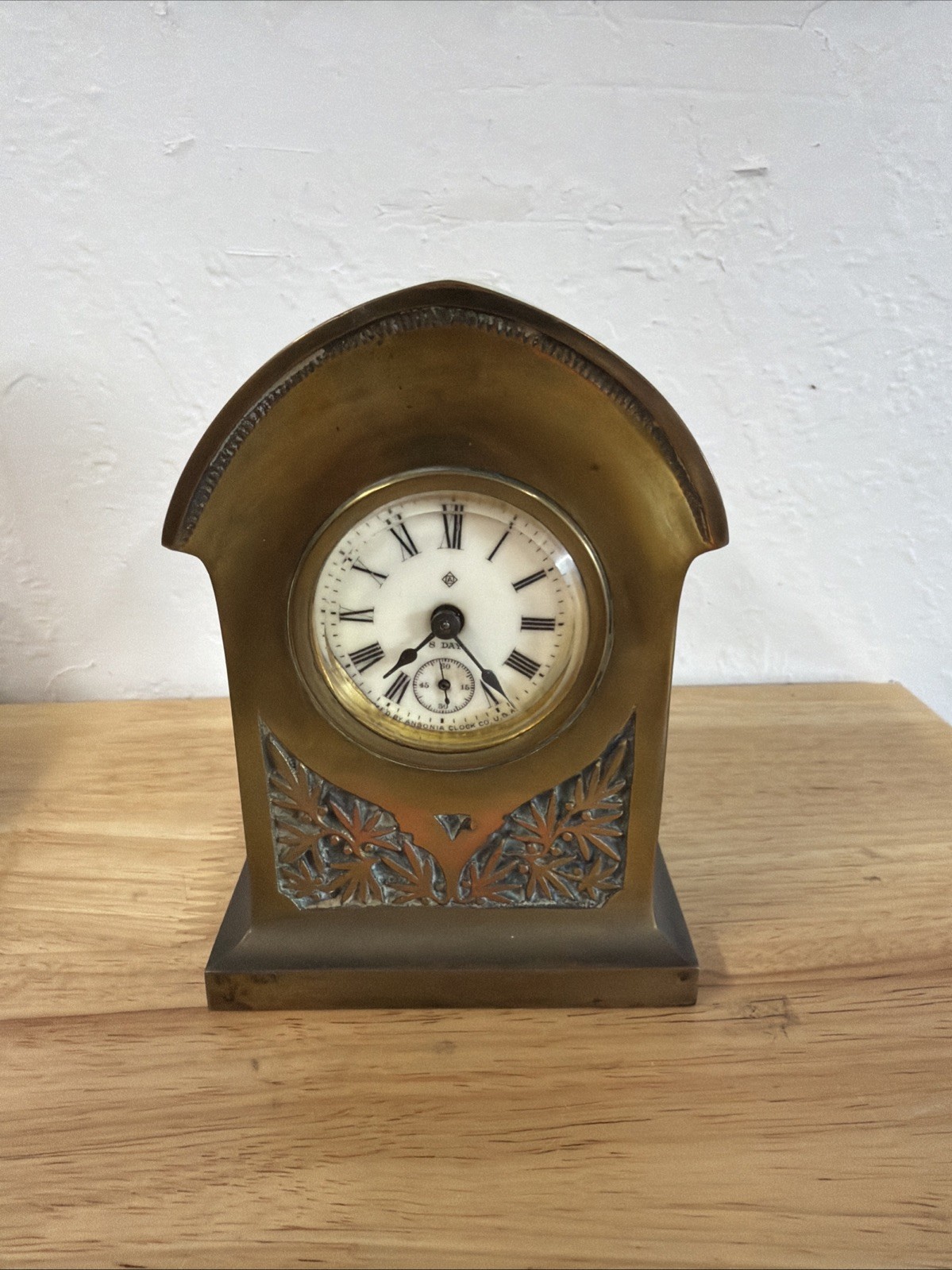 Antique Ansonia Mantel Shelf Clock USA Made Brass Metal Case - Non Working