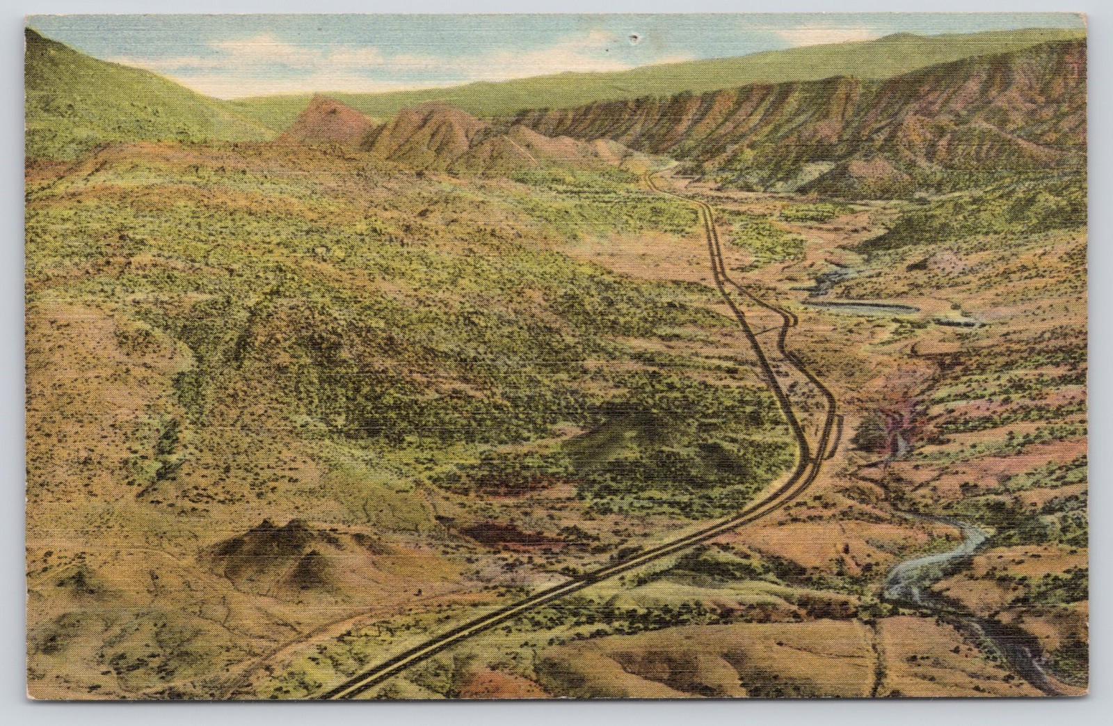 Aerial View Route 66 Four Lane Highway Tijeras Canyon Albuquerque NM Postcard