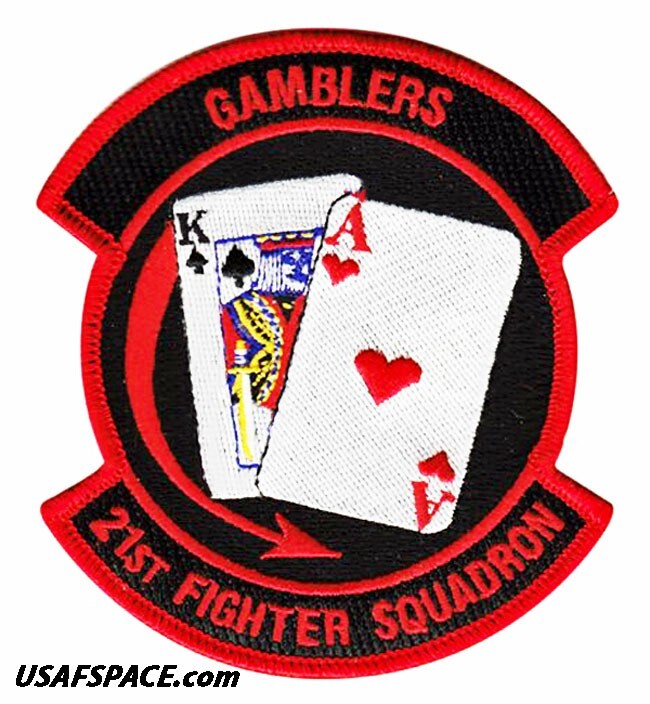USAF 21ST FIGHTER SQUADRON -F-16 - GAMBLERS -Luke AFB, AZ- ORIGINAL PATCH on VEL