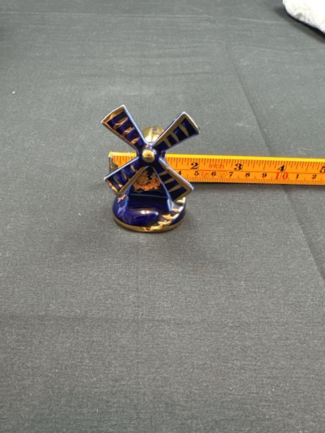 Limoges Castel Windmill Porcelain Figurine Blue Gold