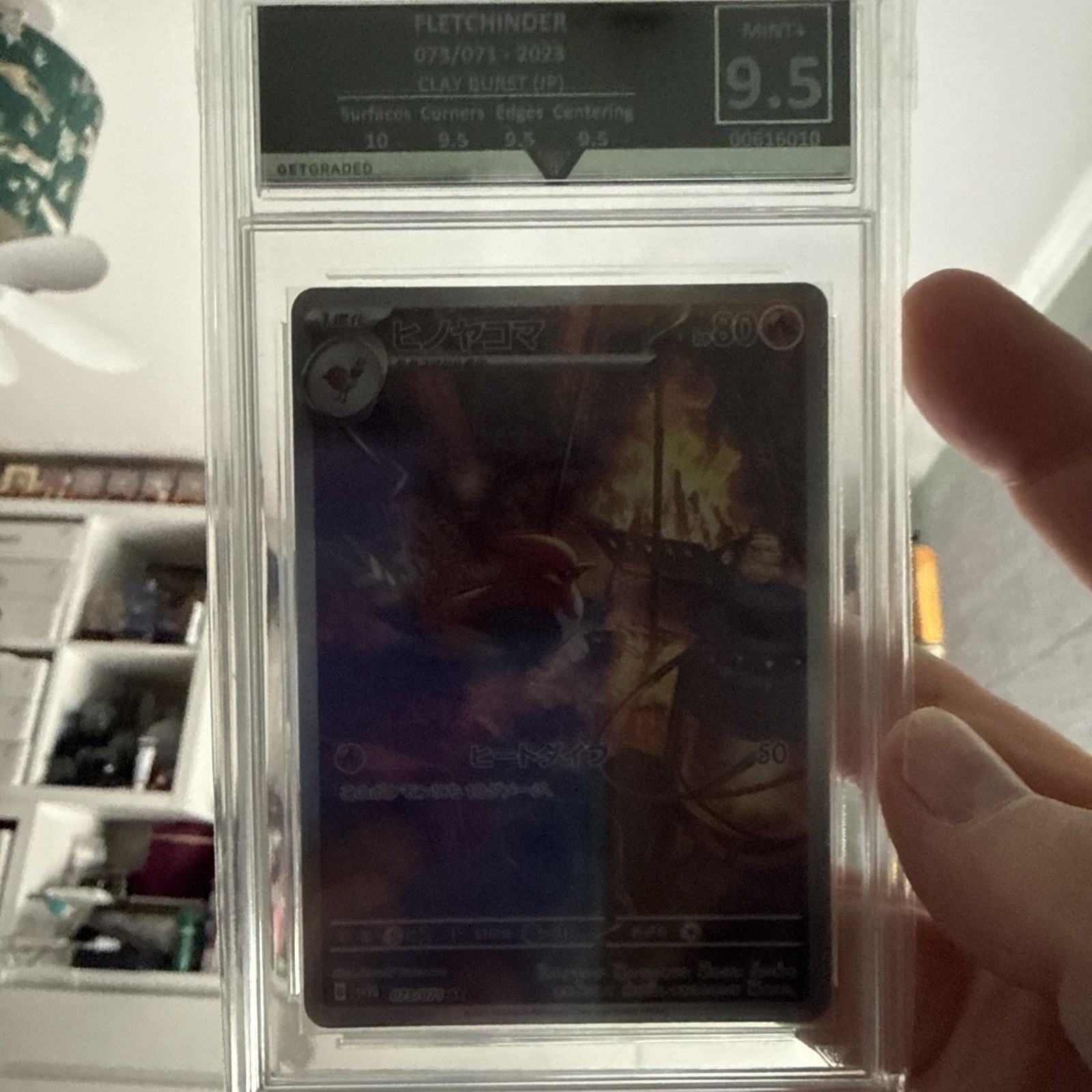 2023 Pokemon Clay Burst Fletchinder AR Art Rare 073/071 GETGRADED MINT+ 9.5 