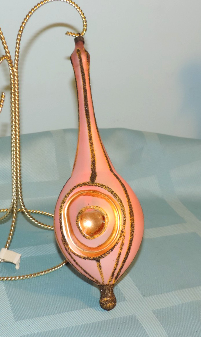 Vtg Jumbo Pink Indent Unique Teardrop Glass Christmas Ornament 10\ Vtg Jumbo Pink Indent Unique Teardrop Glass Christmas Ornament 10\