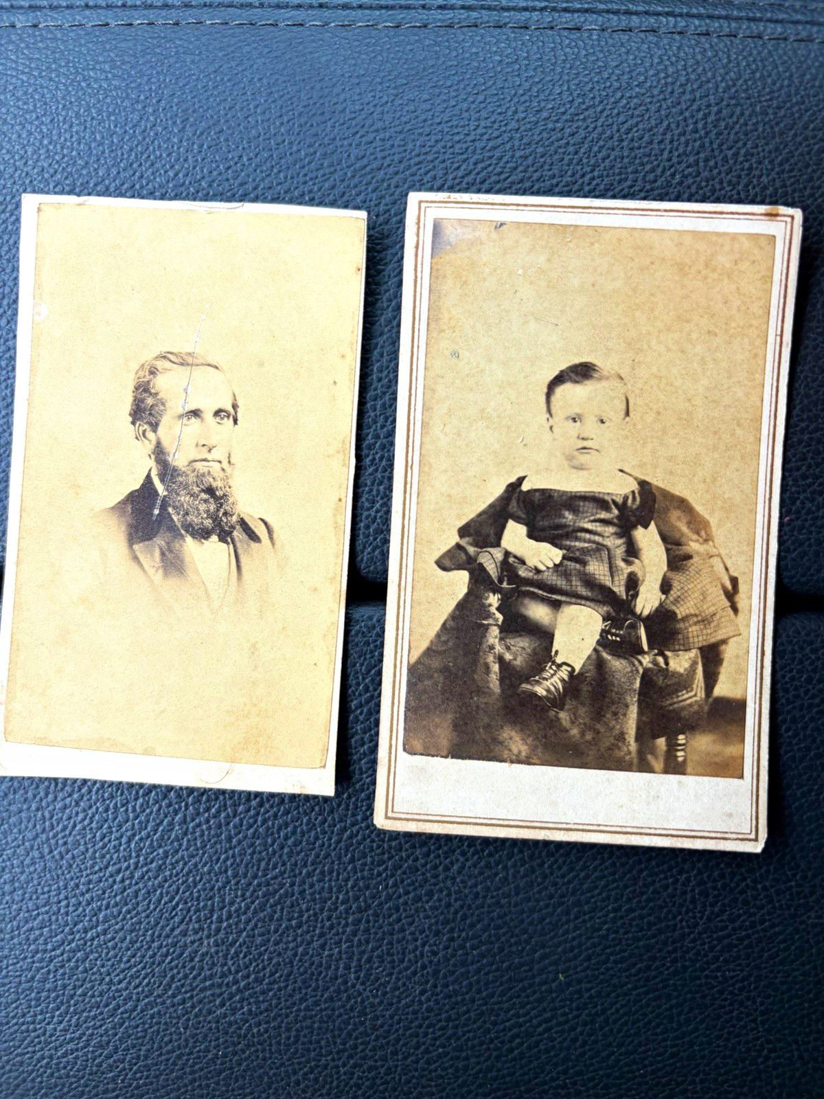 Rare Ball & Thomas Sepia CDV Portrait Photographs Lot of 2 Man & Child Original