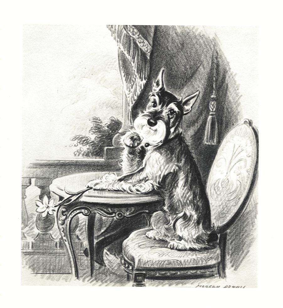 Miniature Schnauzer - CUSTOM MATTED Small 5 x 7 - M. Dennis Dog Art Print - NEW