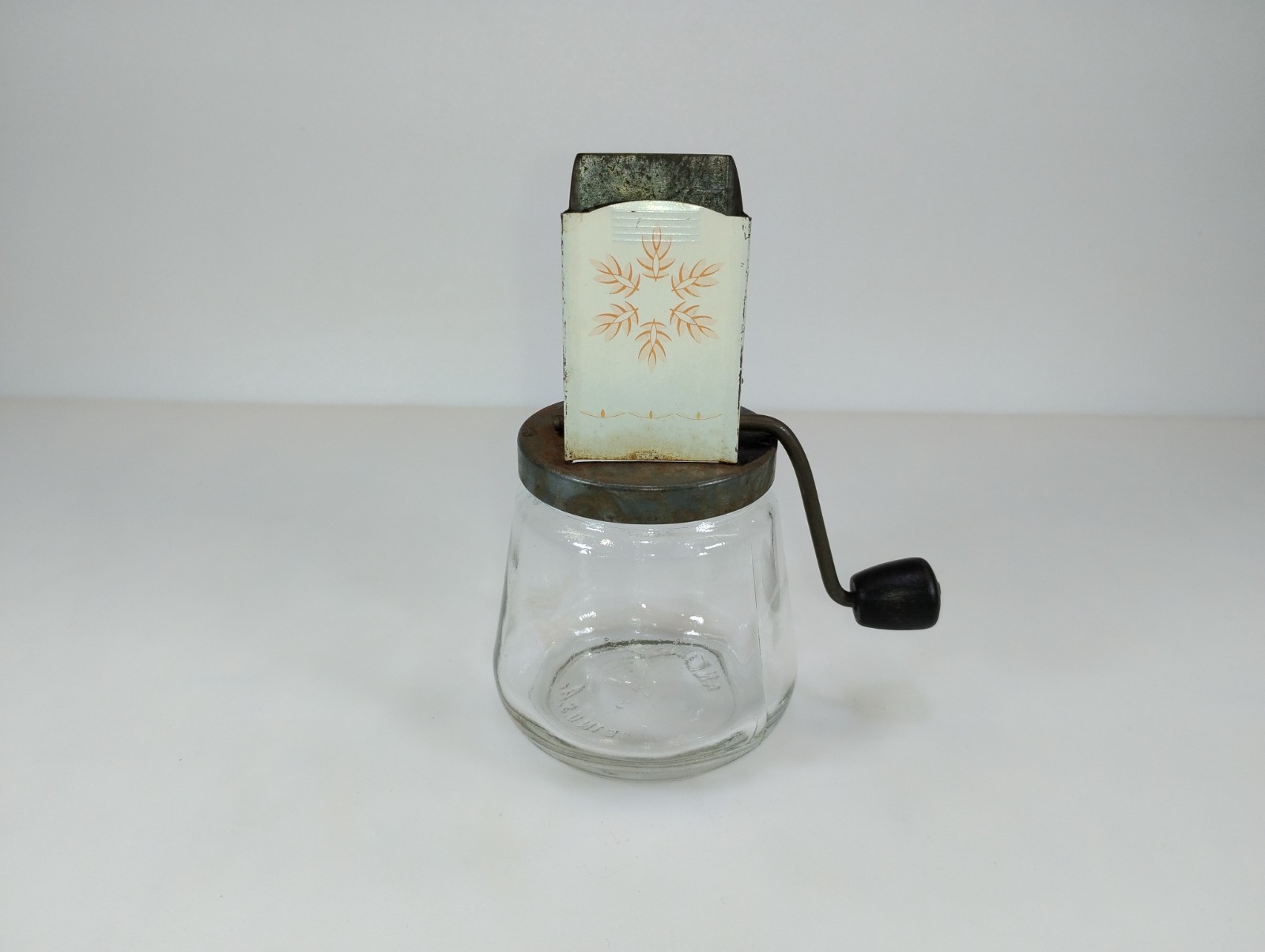 Vintage Androck Nut Meat Chopper No. 49-3 Hand Crank Grinder Glass Jar USA