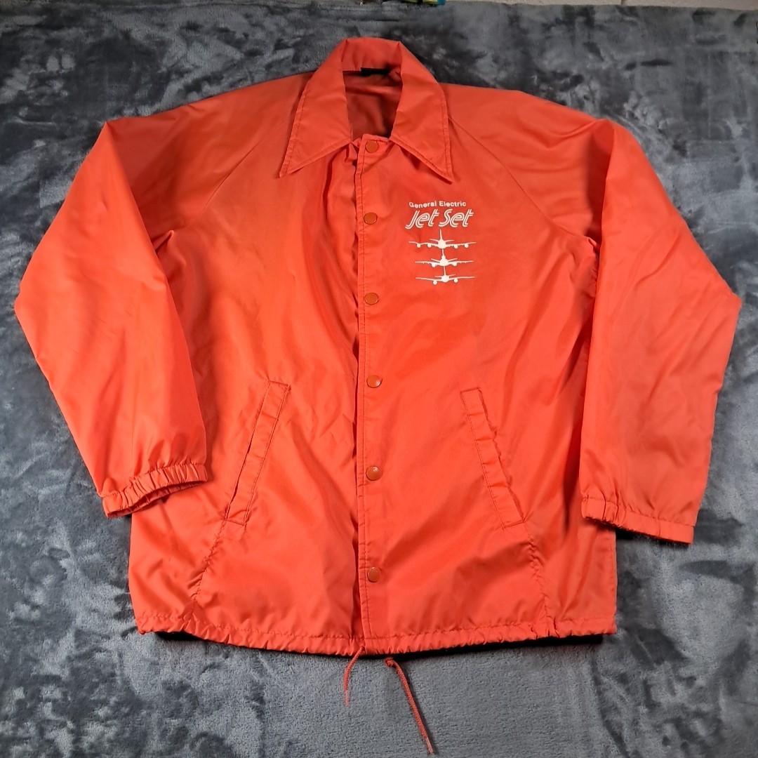 Vtg GE Aviation Aerospace Jet Set Sports Master Orange Windbreaker Adult S