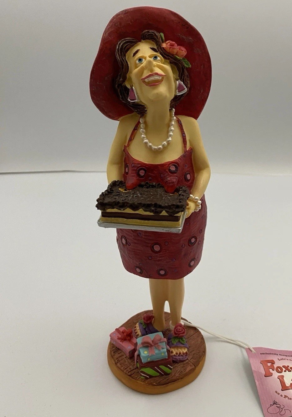 Foxy Ladies Freida”Life’s as yummy as a piece of cake”Figurine in Red Dress/Cake