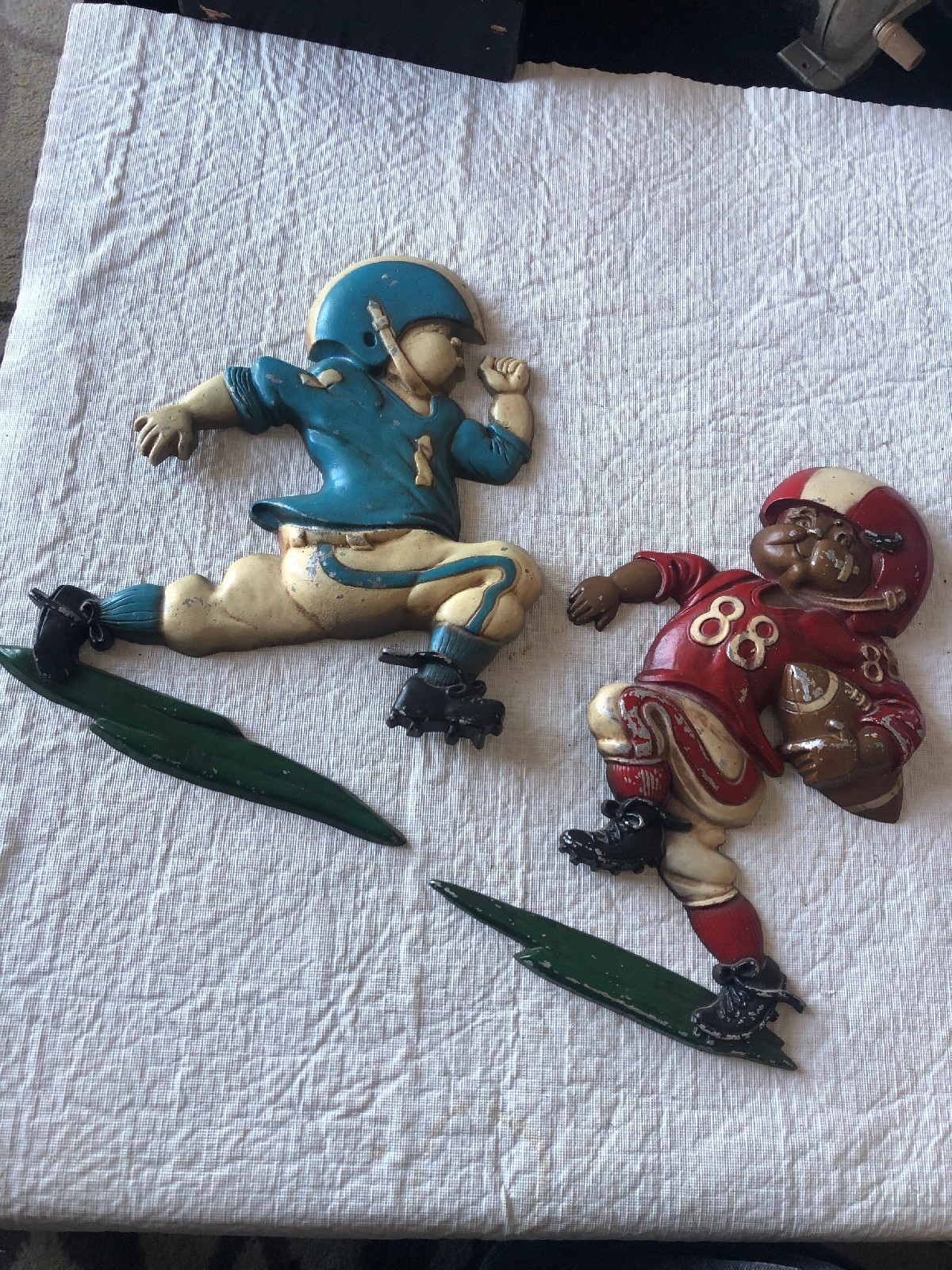 Vintage Metal Wall Hangings (2) Homco 1976 Football  USA