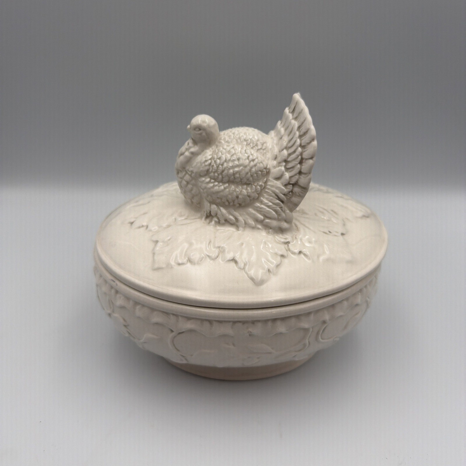Vintage White Turkey Ceramic Turkey Tureen Covered Serving Bowl Farmhouse