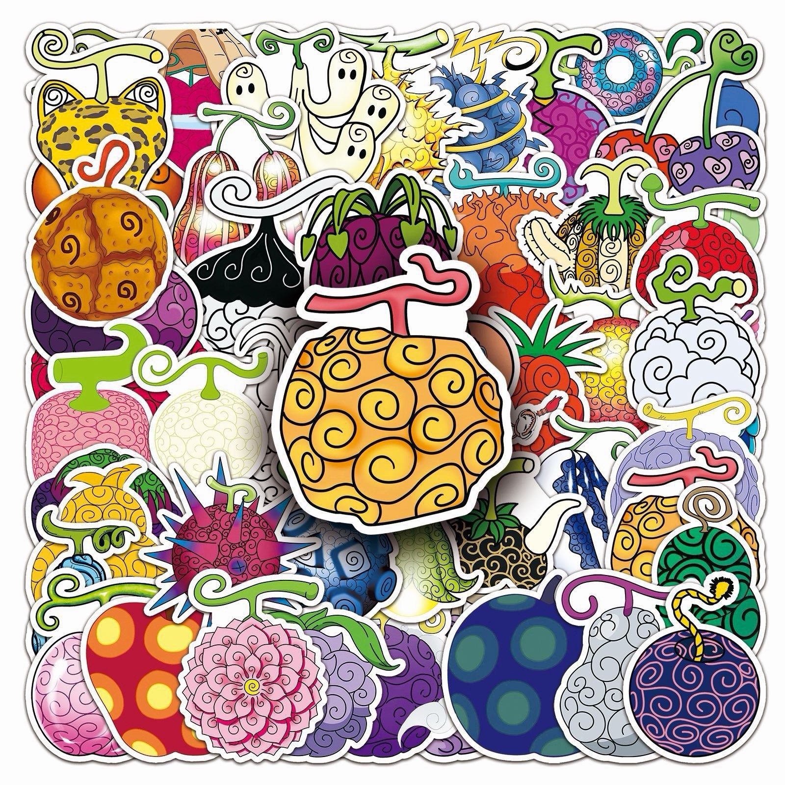 52 PCS One Piece Devil Fruit Stickers Waterproof Vinyl Decals Laptop Bottle