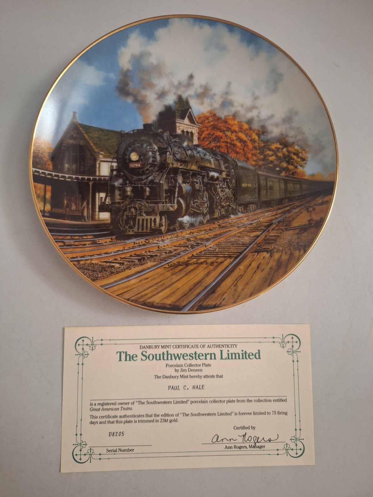 Danbury Mint The Southwestern Limited Artaffects Jim Deneen Train  Plate
