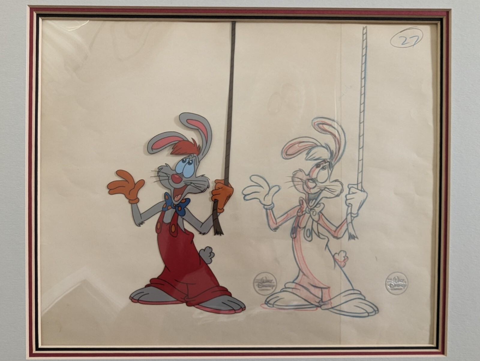 Disney Roger Rabbit Mickey's 60th Birthday Special 1988 Prod. Cel and Drawing