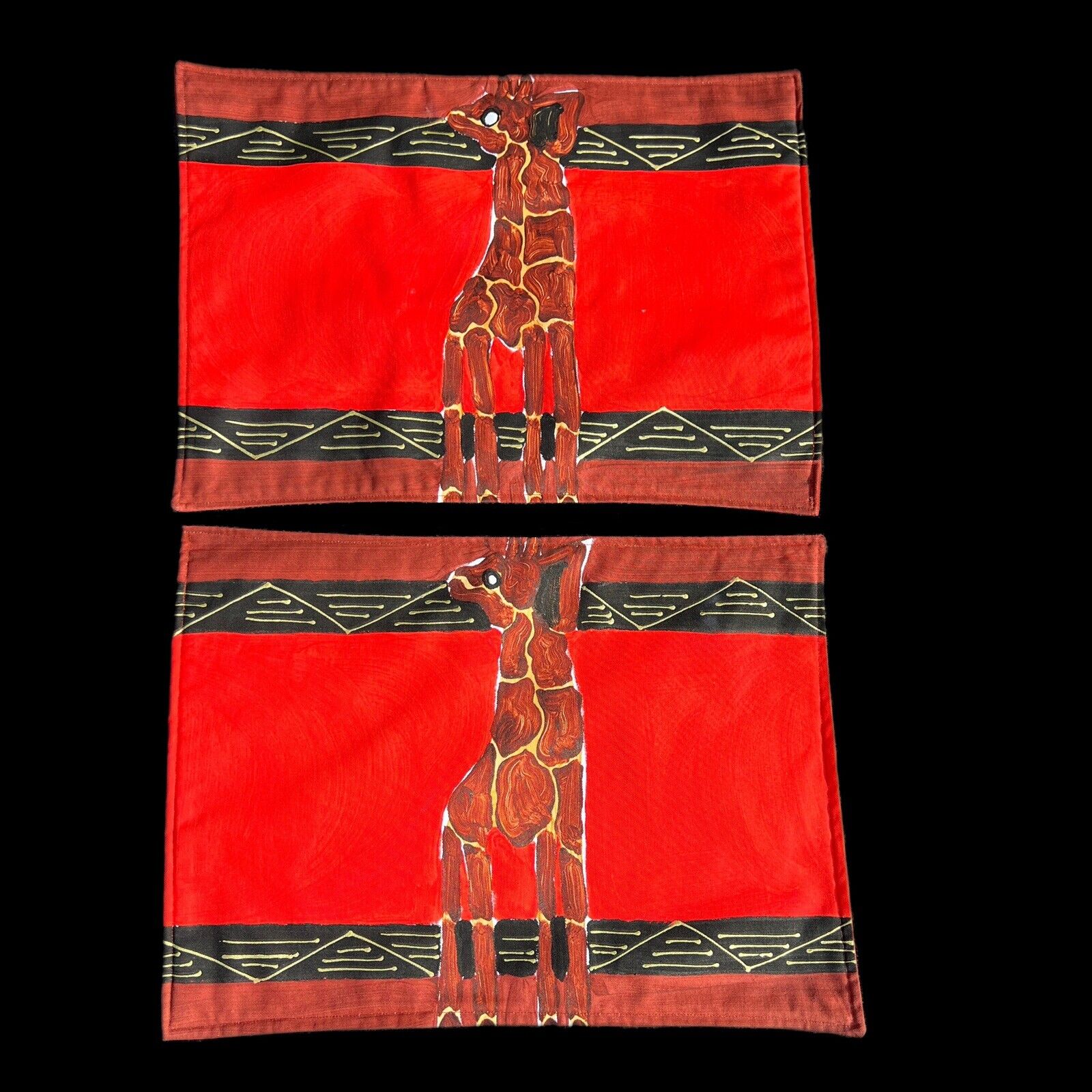 South Africa Nondyebo Art Hand Painted Animal Placemats Set Of 2 - Giraffe