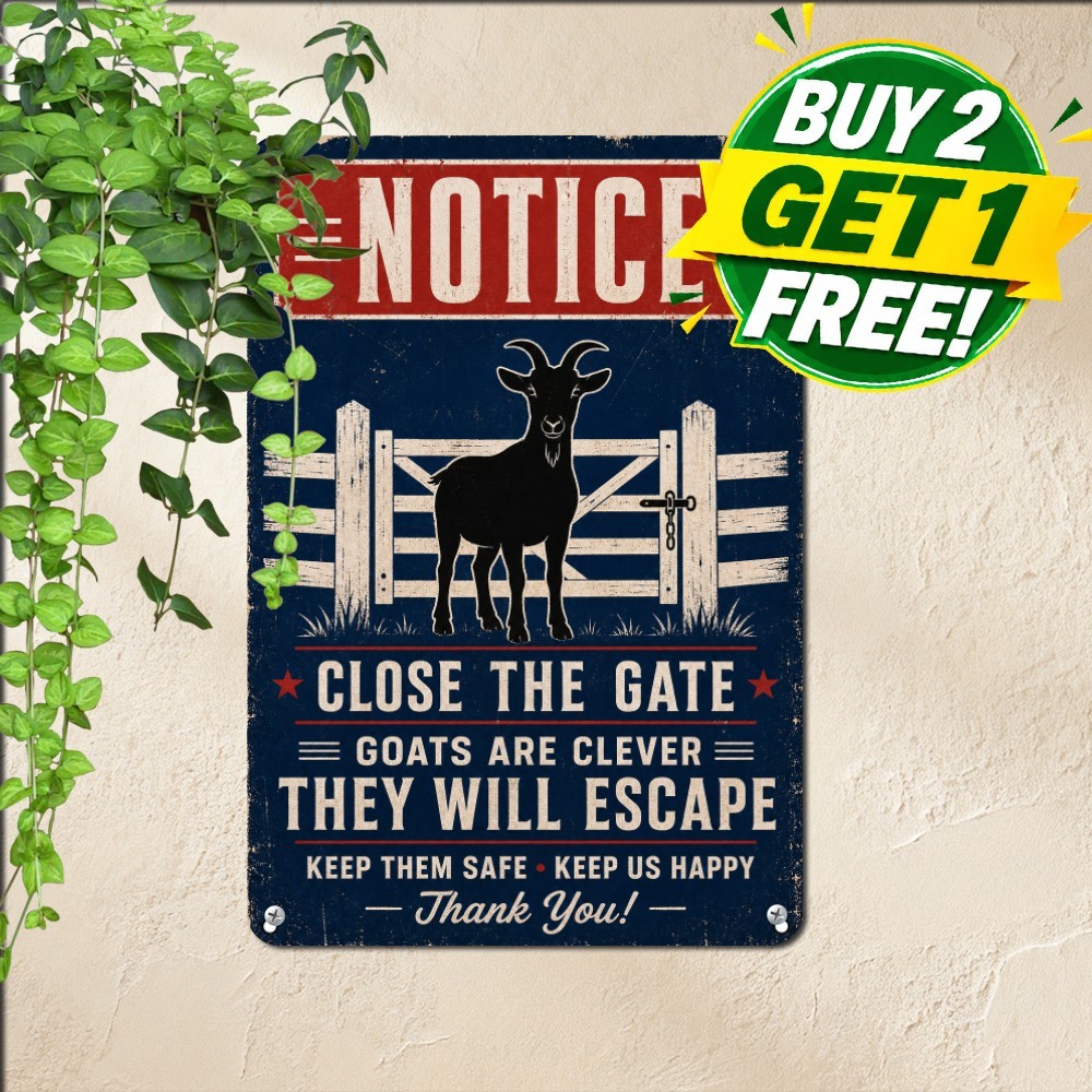 Goat Farm Growth Chart Sign Rustic Farmhouse Barnyard Wall Metal Tin Plaque