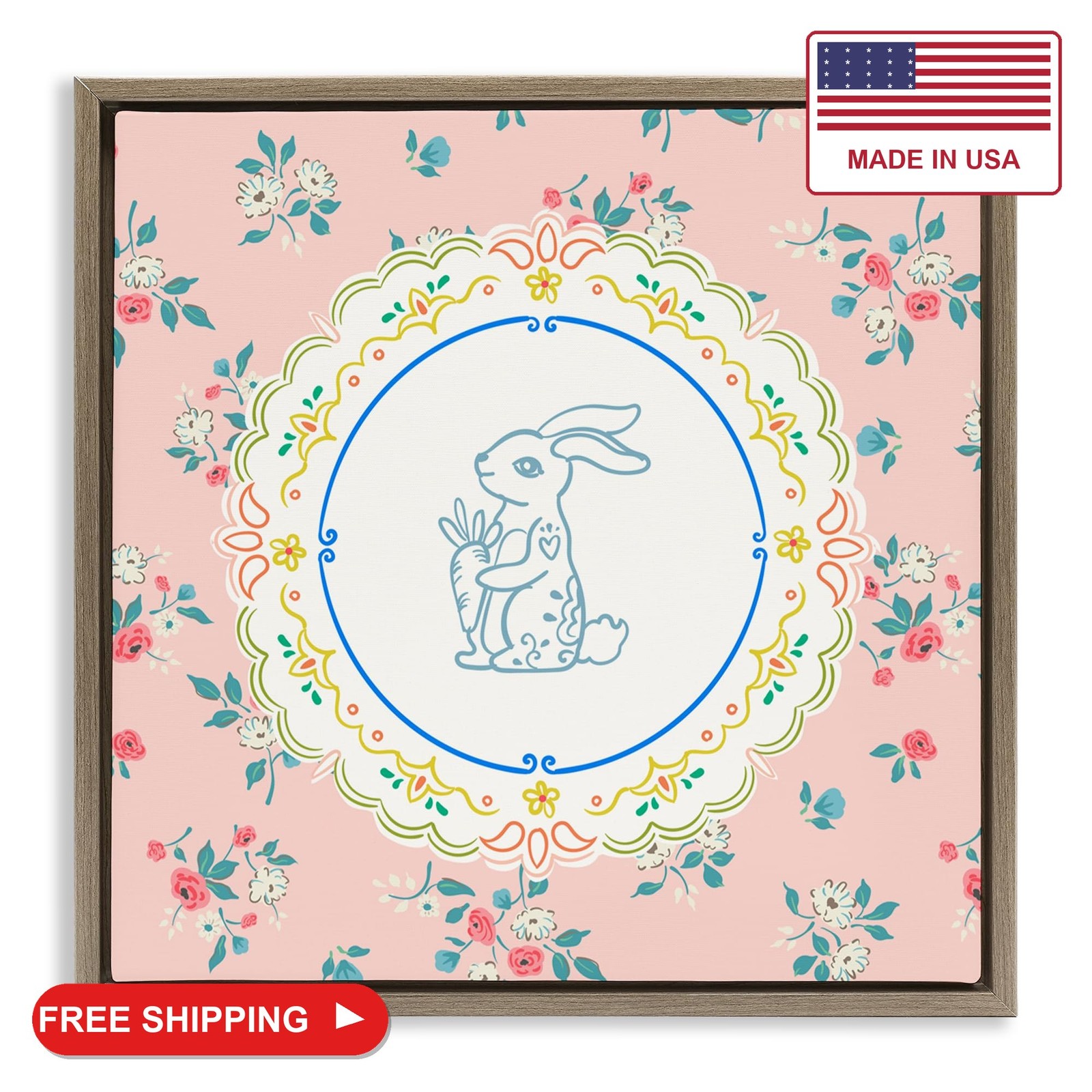Stupell Industries \'Whimsical Spring Bunny\'| Floating Frame Canvas Art Stupell Industries \'Whimsical Spring Bunny\'| Floating Frame Canvas Art