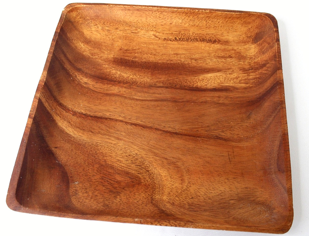 VTG Woodard & Charles Square Acacia Serving Tray Handcrafted MCM Monkey Pod