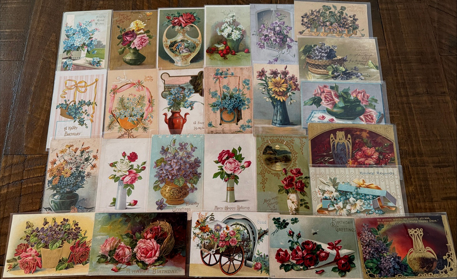Lot of 25~ Flowers in Baskets & Vases ~Vintage Antique Greetings~Postcards~s558
