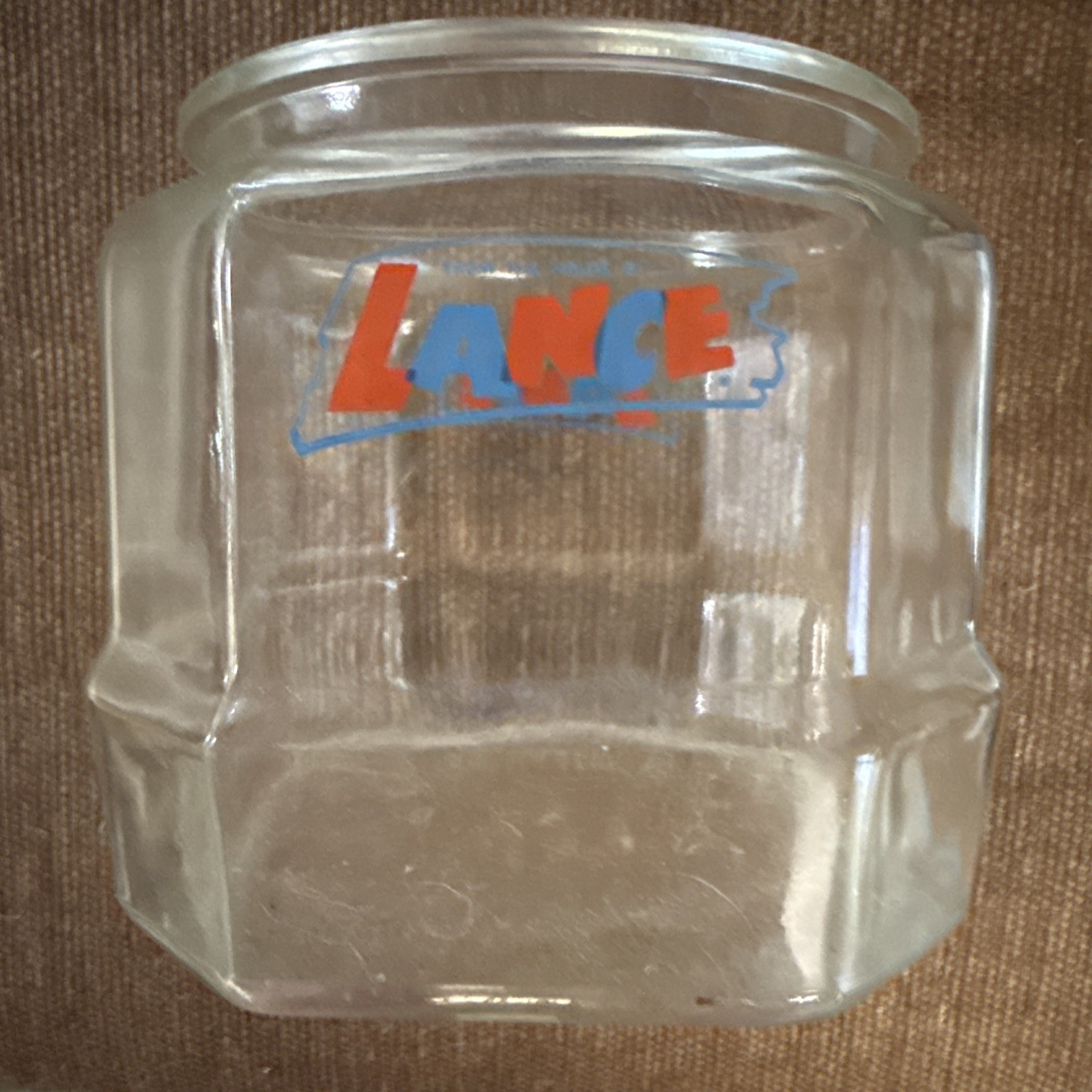 Vintage Lance Glass 8-Sided Cracker Cookie Jar Display WITHOUT Lid