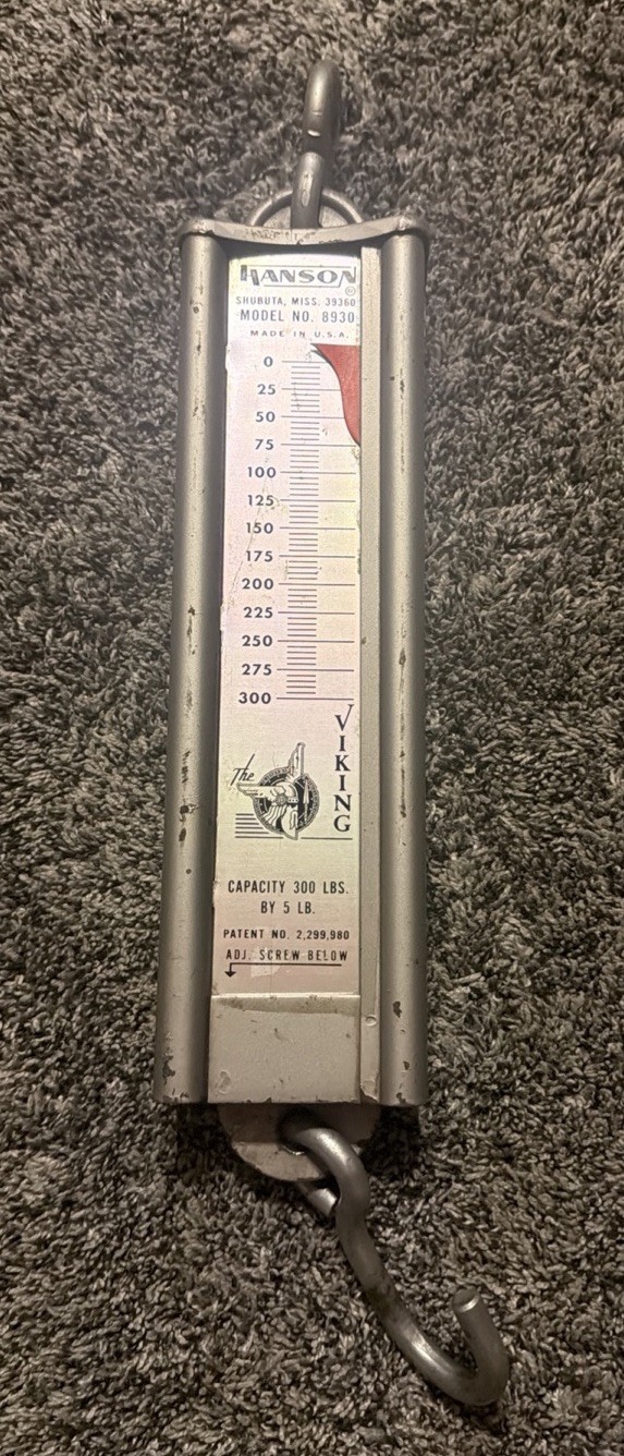 Vintage Hanson Viking 8930 Hanging Spring Scale 300 Lb Capacity Made USA