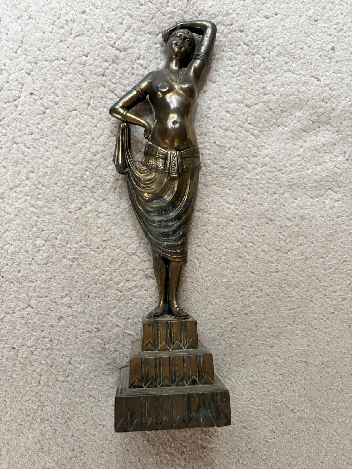 Vantine’s Spelter Metal 1920’s Art Deco Dancer Incense Burner Statue Vintage