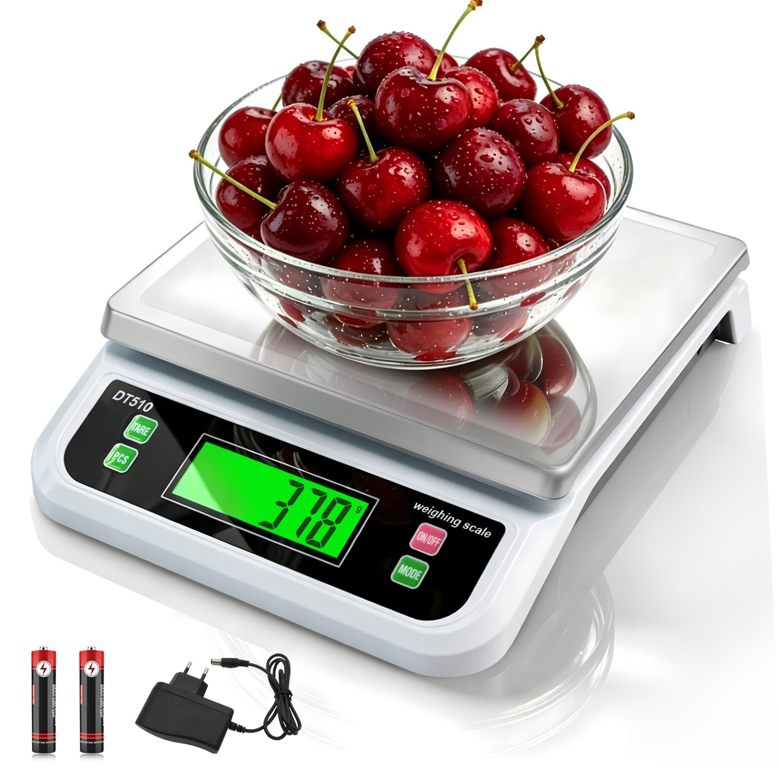 Large Digital Kitchen Scale 40kg/88lbs Commercial Food White-40kg, White-40kg