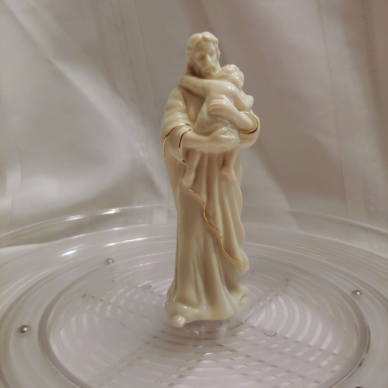 Lenox BLESS THIS CHILD Porcelain Figurine Jesus Holding Baby, 5 1/4'' Gold Trim