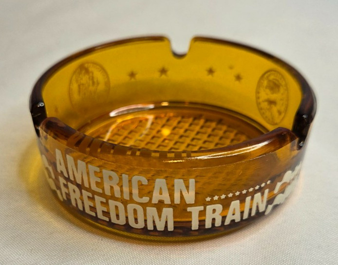 Vintage American Freedom Train Amber Glass Ashtray