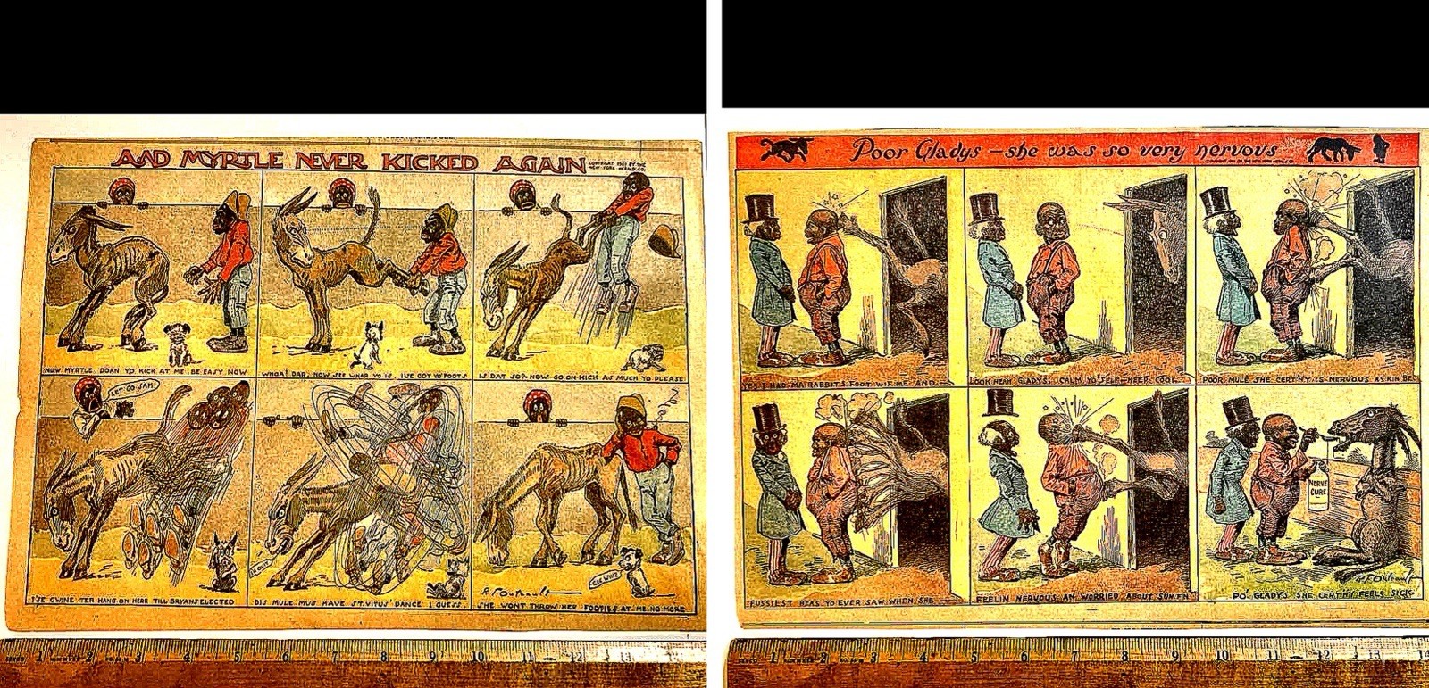 Lot Of 2 VTG 1901 New York Herald Comic Strip Pages Americana R.F. Outcault Lot Of 2 VTG 1901 New York Herald Comic Strip Pages Americana R.F. Outcault
